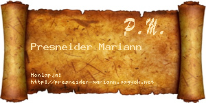Presneider Mariann névjegykártya